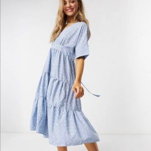 NWOT ASOS Blue Ruffle Midi Dress